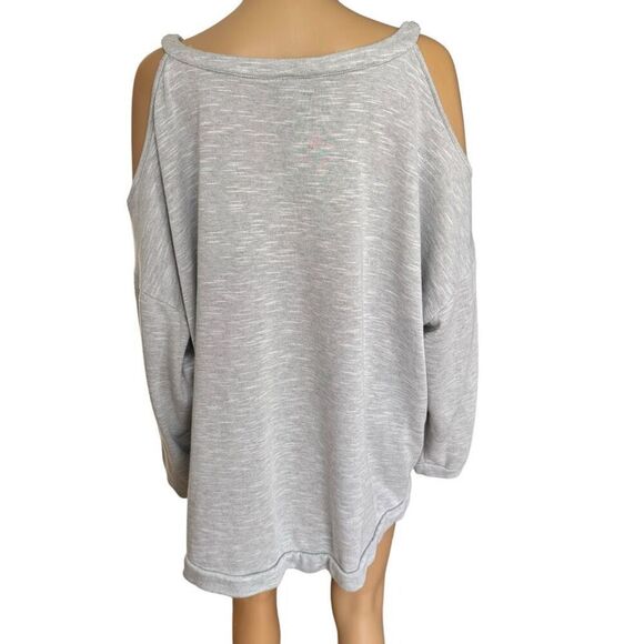 INC International Concepts Cold Shoulder Sweater Gray size 3X beaded neck - Picture 3 of 7